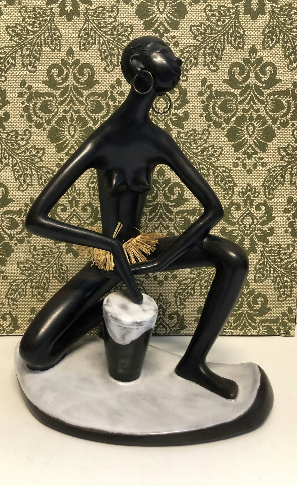 LEOPOLD ANZENGRUBER, skulptur, keramik, Afrikana, 50-tal. Österrike.