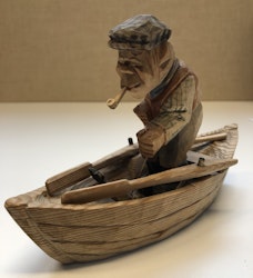 SKULPTUR, trä, "Fiskare", signerad GH samt daterad 1958.