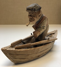 SKULPTUR, trä, "Fiskare", signerad GH samt daterad 1958.