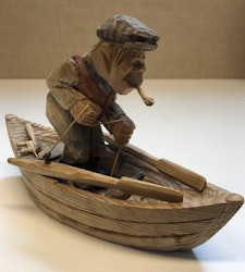 SKULPTUR, trä, "Fiskare", signerad GH samt daterad 1958.