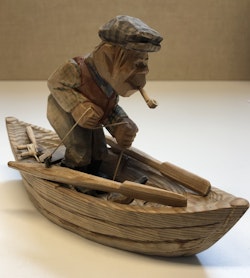 SKULPTUR, trä, "Fiskare", signerad GH samt daterad 1958.