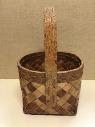 BASKET WITH HANDLE, birch, signed and dated 1987.