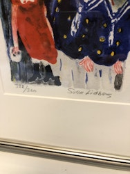 SVEN LIDBERG. Color lithograph, "Flottans käcka grabbar", signed and numbered 322/260.