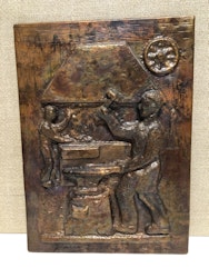 HARRY EKELUND. Relief, koppar, "Smed", signerad.