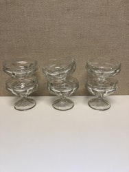 EFTERRÄTTSSKÅLAR 6 st. glas, 1900-talets andra hälft.