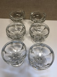 EFTERRÄTTSSKÅLAR 6 st. glas, 1900-talets andra hälft.