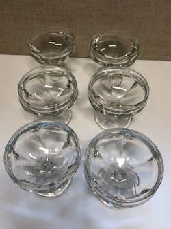 EFTERRÄTTSSKÅLAR 6 st. glas, 1900-talets andra hälft.