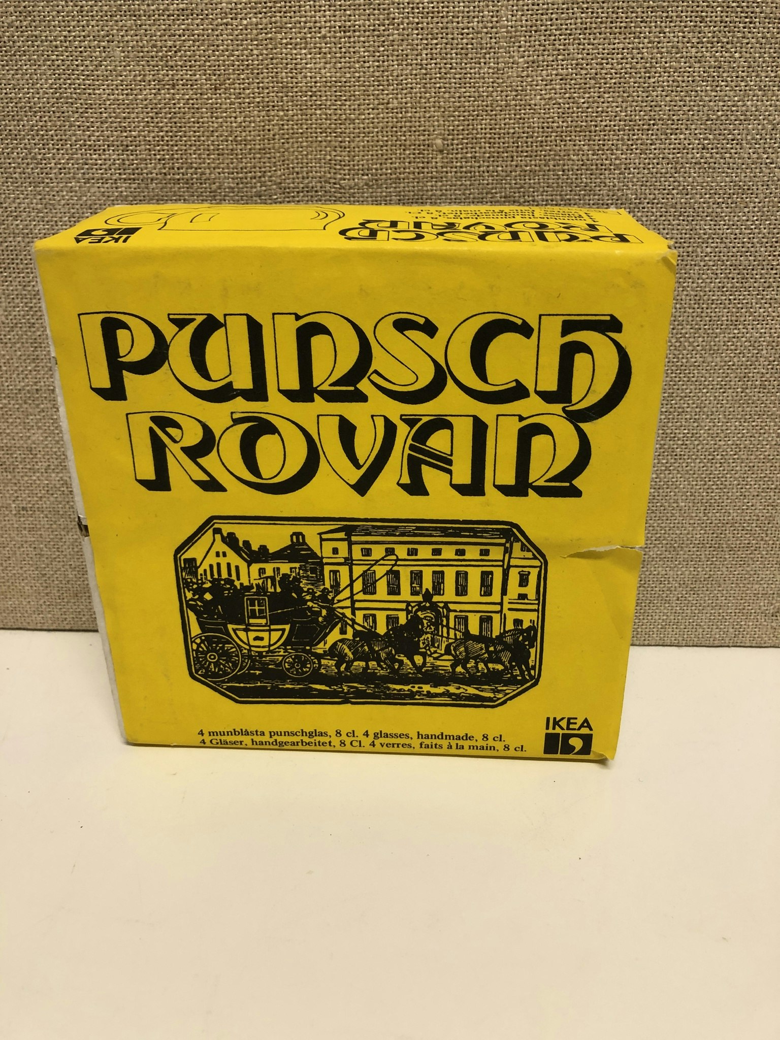 PUNCH GLASS 4 pcs. mouth blown, "Rovar", original box, Ikea.