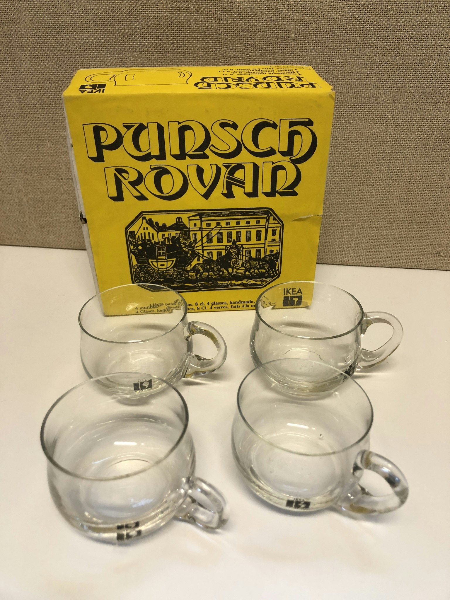 PUNCH GLASS 4 pcs. mouth blown, "Rovar", original box, Ikea.