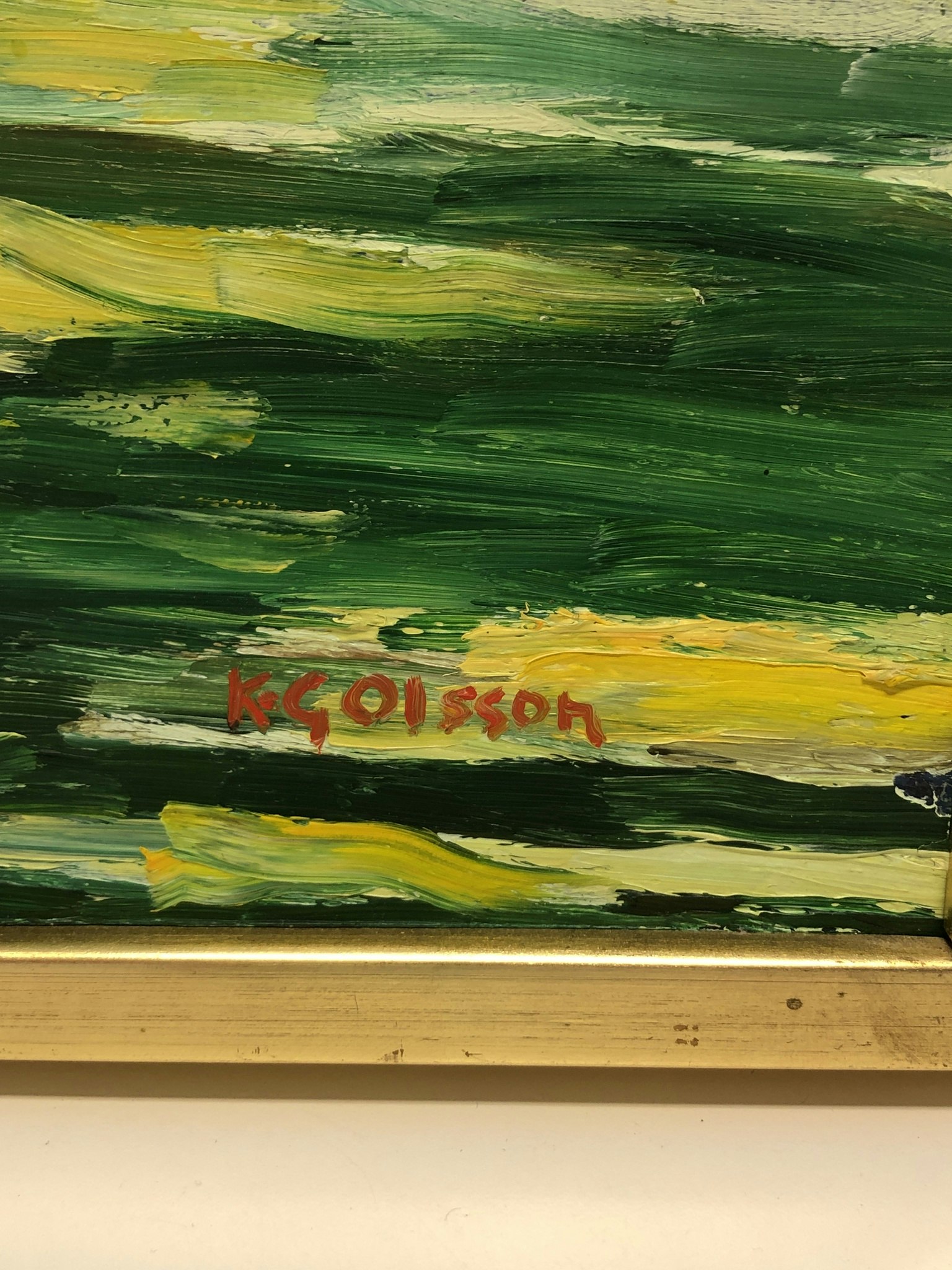 K.G. OLSSON. Olja på duk, " Badande 1917", signerad.