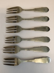 TÅRTGAFFLAR, 6 st, nysilver, Sweden.