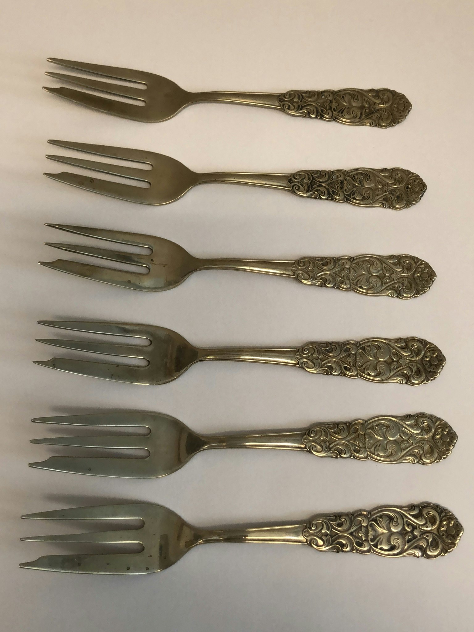 TÅRTGAFFLAR, 6 st, nysilver, Sweden.