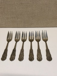 TÅRTGAFFLAR, 6 st, nysilver, Sweden.