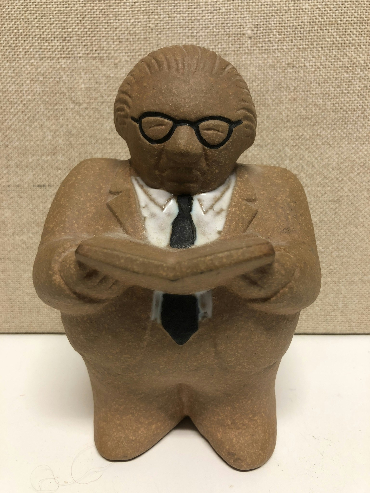 LISA LARSON. Figurin, stengods, sparbösssa, "Gunnar Sträng", Gustavberg, Sweden.