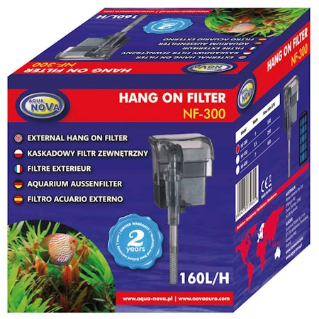 Aqua Nova NF-300 - Ydre Akvariefilter med Oliefiltering - 160L/H