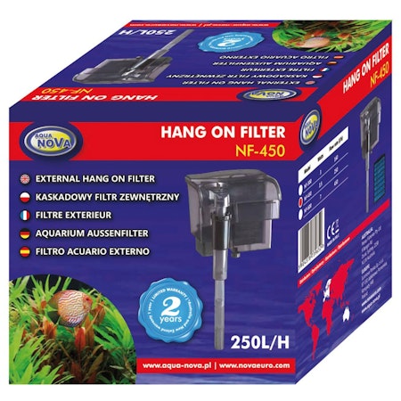Aqua Nova NF-450 - Ydre Akvariefilter med Oliefiltering - 250L/H