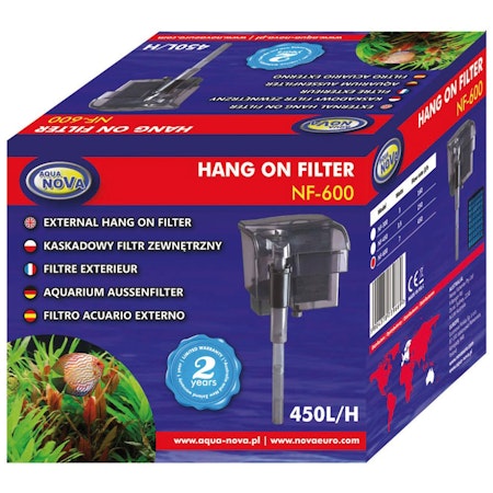 Aqua Nova NF-600 - Ydre Akvariefilter med Oliefiltering - 450L/H