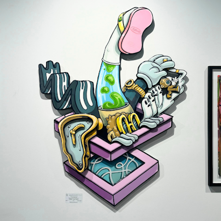 "Inside my head" Blandteknik på trä med resin av Viktor Jusi Palm. 90x124x7 cm