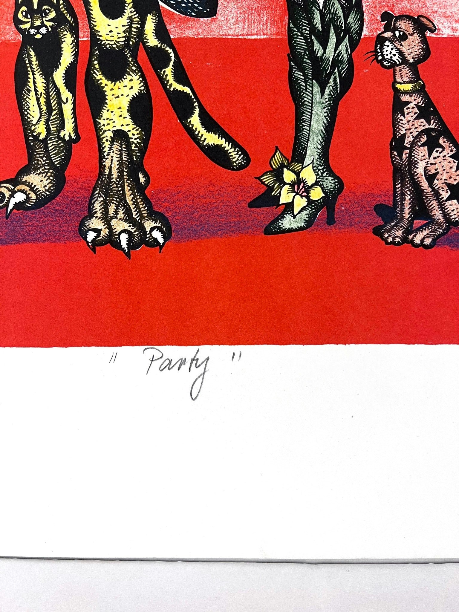 "Party" av Hans Arnold - Handkolorerat litografi 71,5x52 cm