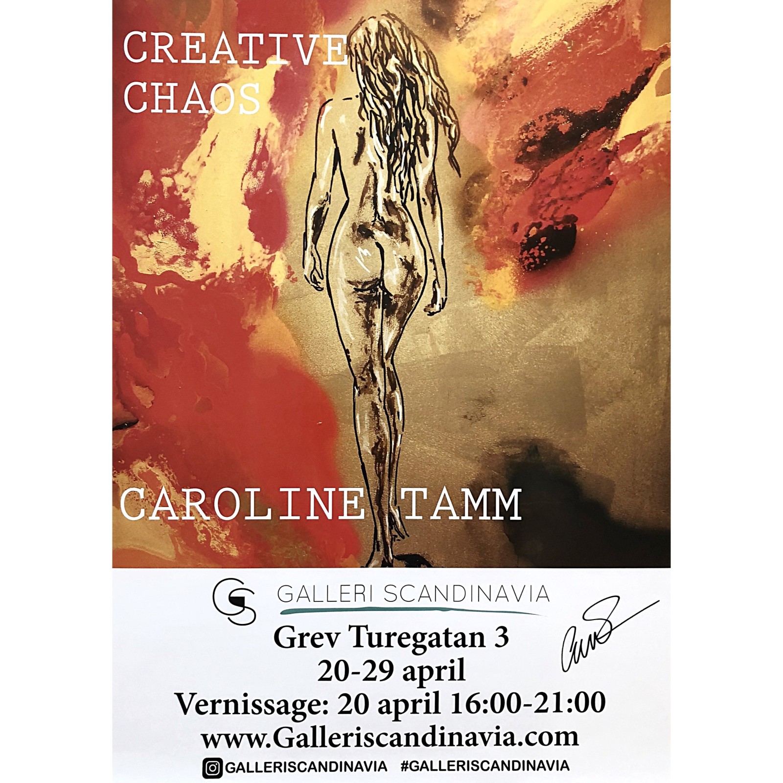 "Creative Chaos" avCaroline Tamm, Signerad utställningsaffisch. 50x70cm