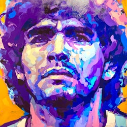 "Diego Maradona" av Alberto Ramirez LEG, Akryl på duk, 160x130 cm