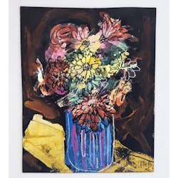 "Blomvas" av Uffe B, Akvarell på papper, 31,5x25 cm
