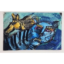"Tiger" av Uffe B, Akvarell på papper, 24,5x16 cm