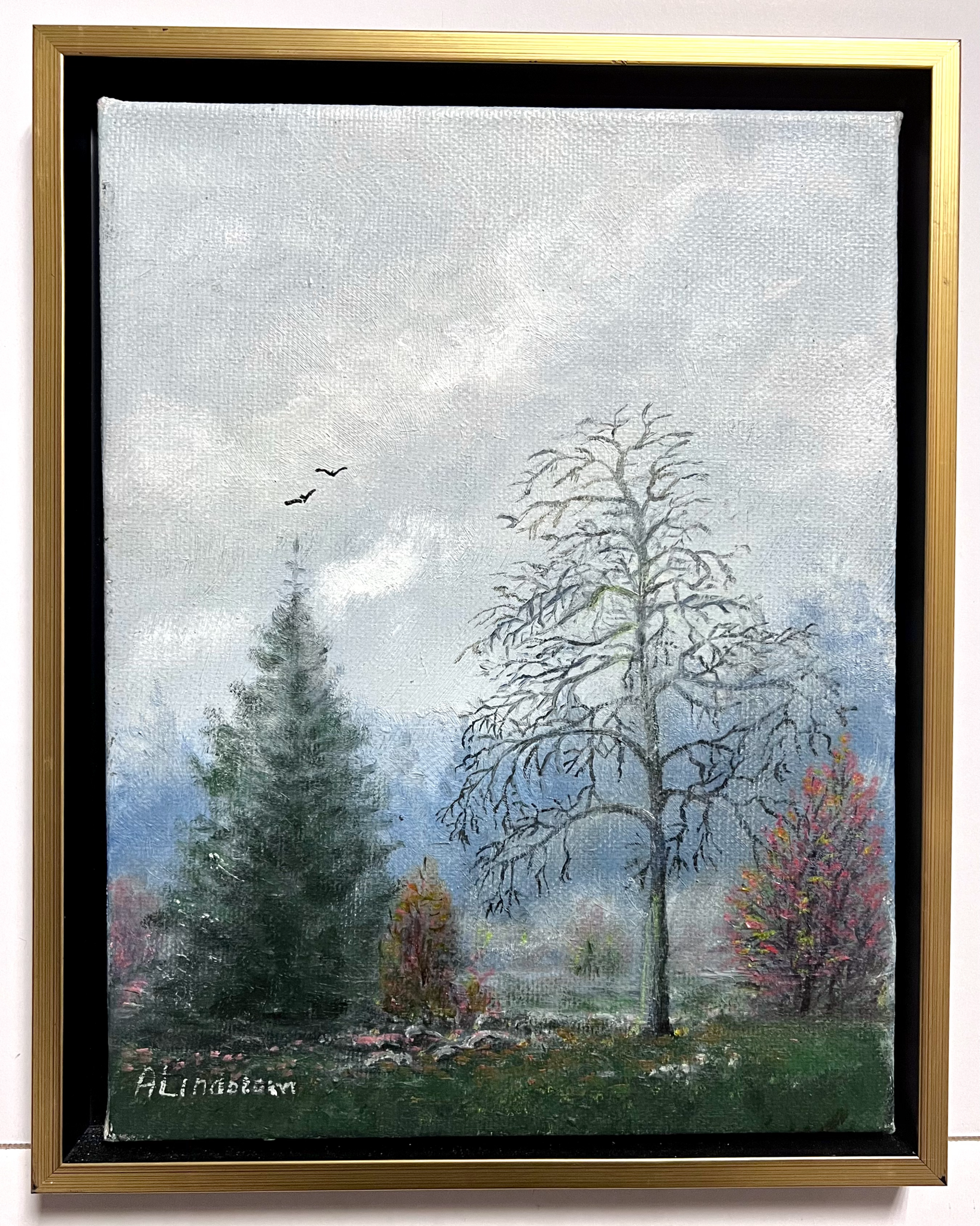 "Hösten Nalkas" olja på duk av Arnold Lindblom. 32x39 cm