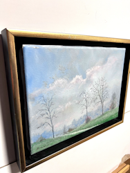 "Vårstigen" olja på duk av Arnold Lindblom. 39x29,5 cm