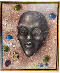 "Nubian Face" Akrylmålning av Bjørn Lindow, 58x69 cm