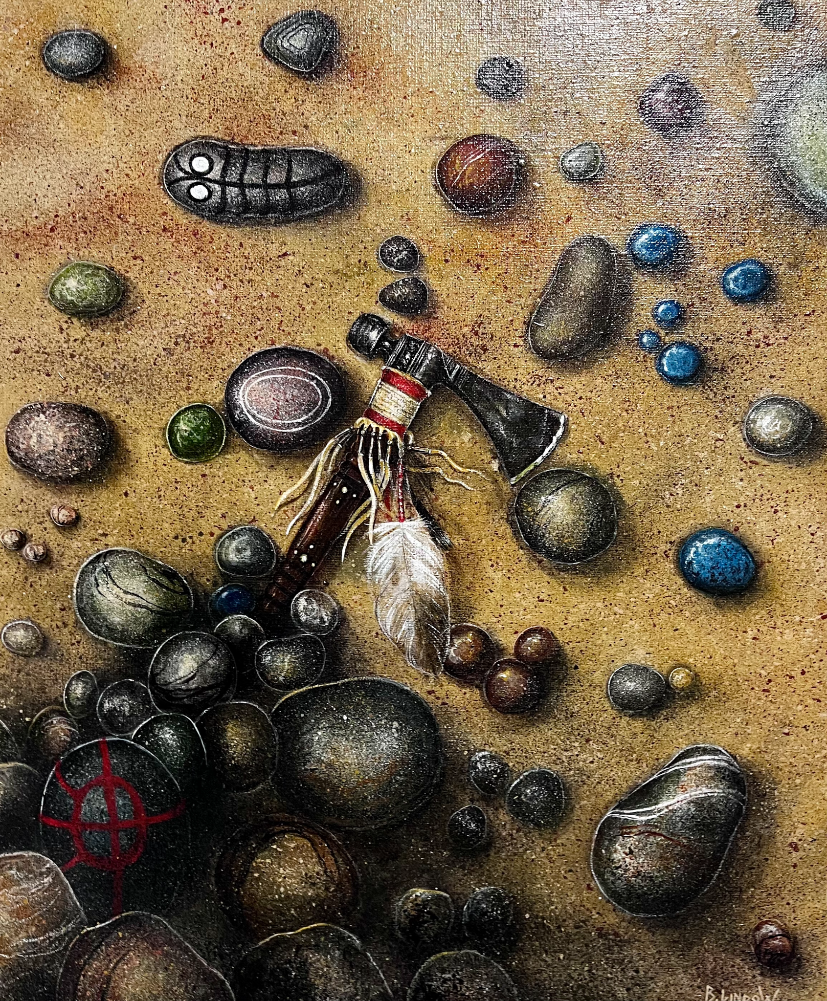 "Tomahawk" Akrylmålning av Bjørn Lindow, 58x70cm
