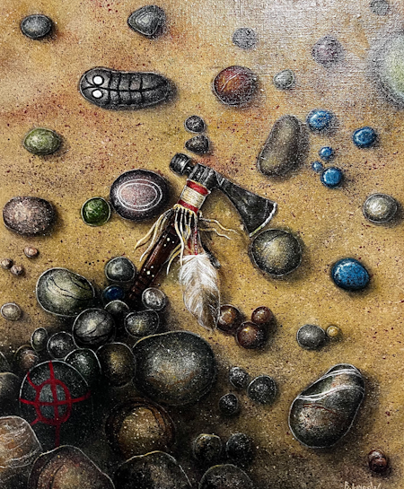 "Tomahawk" Akrylmålning av Bjørn Lindow, 58x70cm