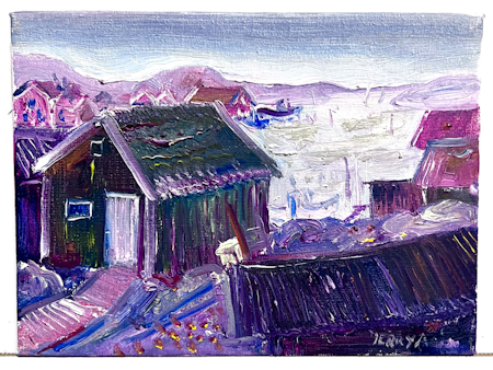 "Koster Nord" av Jerry Andersson, Olja på duk. 22x17 cm