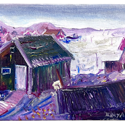 "Koster Nord" av Jerry Andersson, Olja på duk. 22x17 cm
