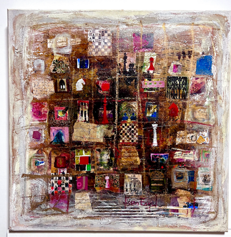 "Èchequier I" Original av Nissan Engel. 60x60 cm