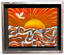 "Solfågel" Akryl på pannå av Stefan W. Igelström. 30x25cm