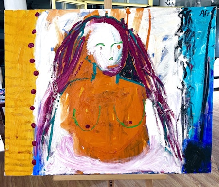 "Bloody Thoughts" Olja på duk av Agneta Granstad 100x80cm