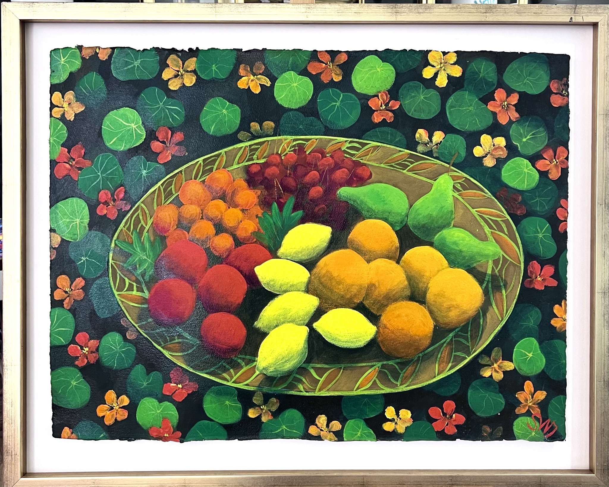 "Fruktfat" akryl på papper av Stefan W. Igelström 89x71 cm