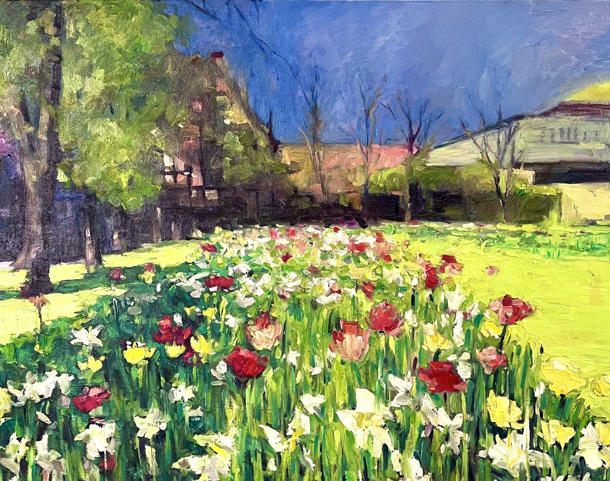 "Sommaräng i stan" Olja på duk av John Ma. 80x60cm