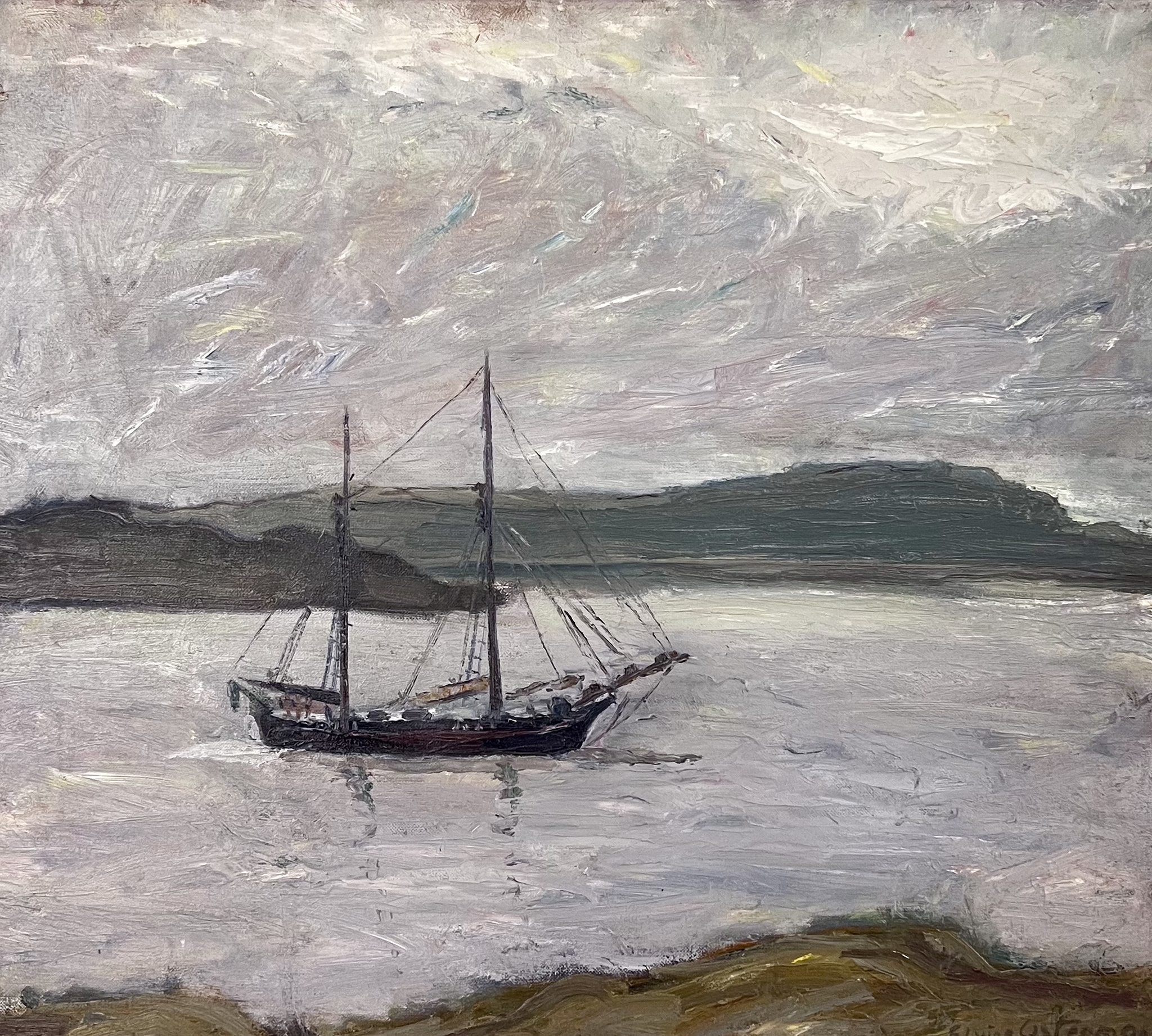 "Skutan Framåt" Olja på duk av Elvine Osterman (1907-1997). 85x77 cm