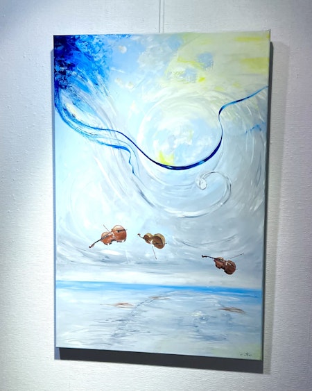 "Kontra-Lek " Bella Cotter, Akryl på duk 180x119 cm