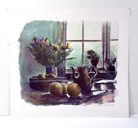 Litografi av Bengt Andersson Råssbyn, 61x55 cm
