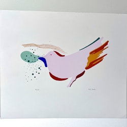 "Musikalisk fågel" Litografi av Kjell Lannå 52x43 cm