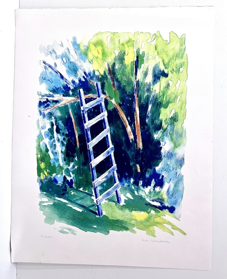 "Stegen" Litografi av Eva Ljungblad. 48x62 cm