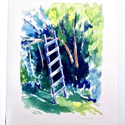"Stegen" Litografi av Eva Ljungblad. 48x62 cm