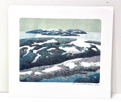 Litografi av Bengt Andersson Råssbyn. 32,5x29 cm