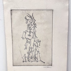 "Le Mythe de la Roche Perceé" Etsning av Yves Tanguy. 19x25,5 cm