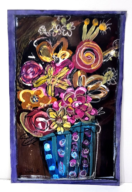 "Blomvas II " av Uffe B, Akvarell på papper, 33x50 cm