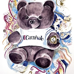 "Carnivale" Handkolorerat litografi av Catharina Göth. 45x64 cm