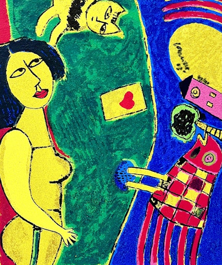 Grafiskt blad av Beverloo Corneille. 35x40 cm